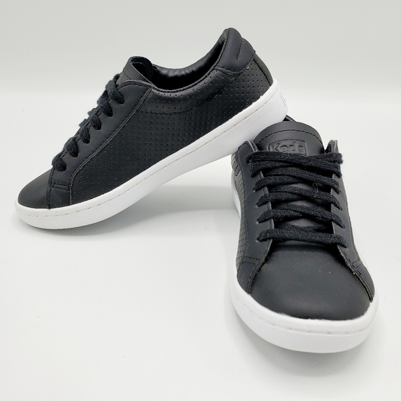 Keds Ace Black Leather Lace Up Sneakers for Girls or Boys! - Picture 2 of 6